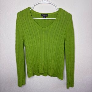 Mendocino Lime Green Cable Knit Sweater 100% cotton